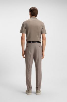 Silk-wool polo shirt with mother-of-pearl buttons, Brown