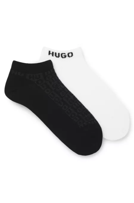 Two-pack of ankle-length socks with logo intarsia