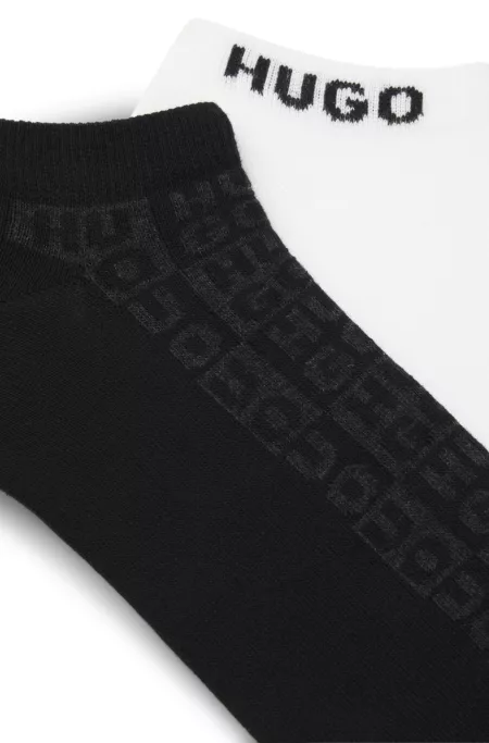 Two-pack of ankle-length socks with logo intarsia
