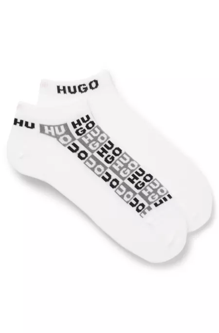 Two-pack of ankle-length socks with logo intarsia