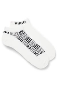 Two-pack of ankle-length socks with logo intarsia, White
