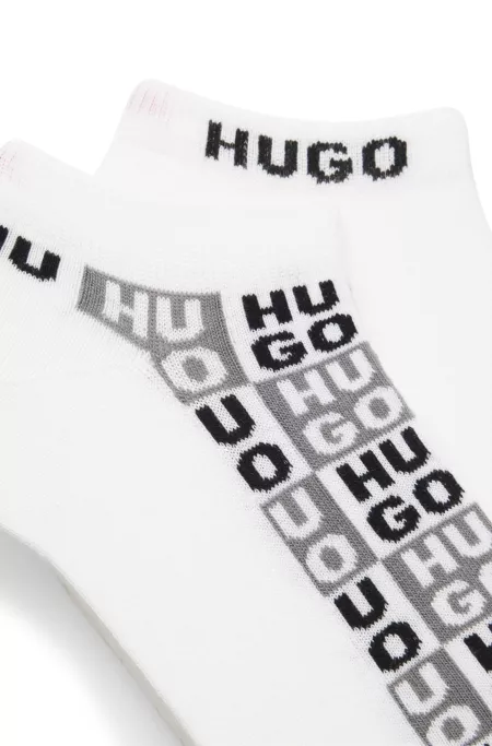 Two-pack of ankle-length socks with logo intarsia