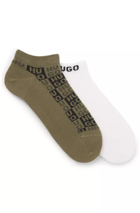 Two-pack of ankle-length socks with logo intarsia