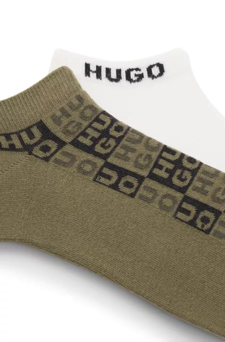 Two-pack of ankle-length socks with logo intarsia