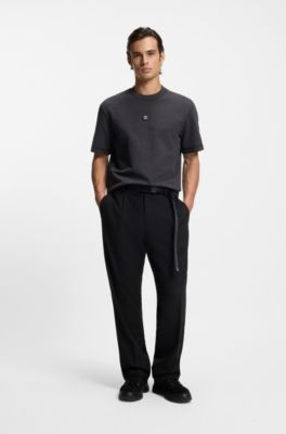 Camiseta de algod&oacute;n con logo apilado, Gris oscuro