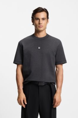 Camiseta de algod&oacute;n con logo apilado, Gris oscuro