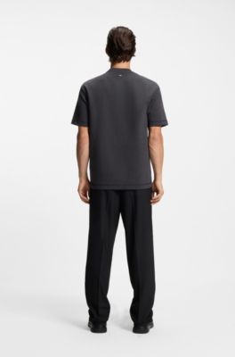 Camiseta de algod&oacute;n con logo apilado, Gris oscuro