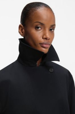 Cotton trench coat with buckled belt, Dark Blue