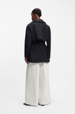 Cotton trench coat with buckled belt, Dark Blue