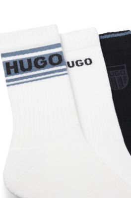 Three-pack of short-length logo socks, White / Blue