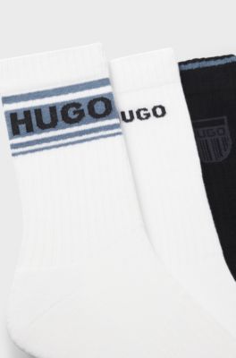 Three-pack of short-length logo socks, White / Blue
