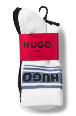 Three-pack of short-length logo socks, White / Blue