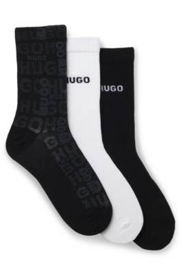 Three-pack of cotton-blend short socks with logos 1