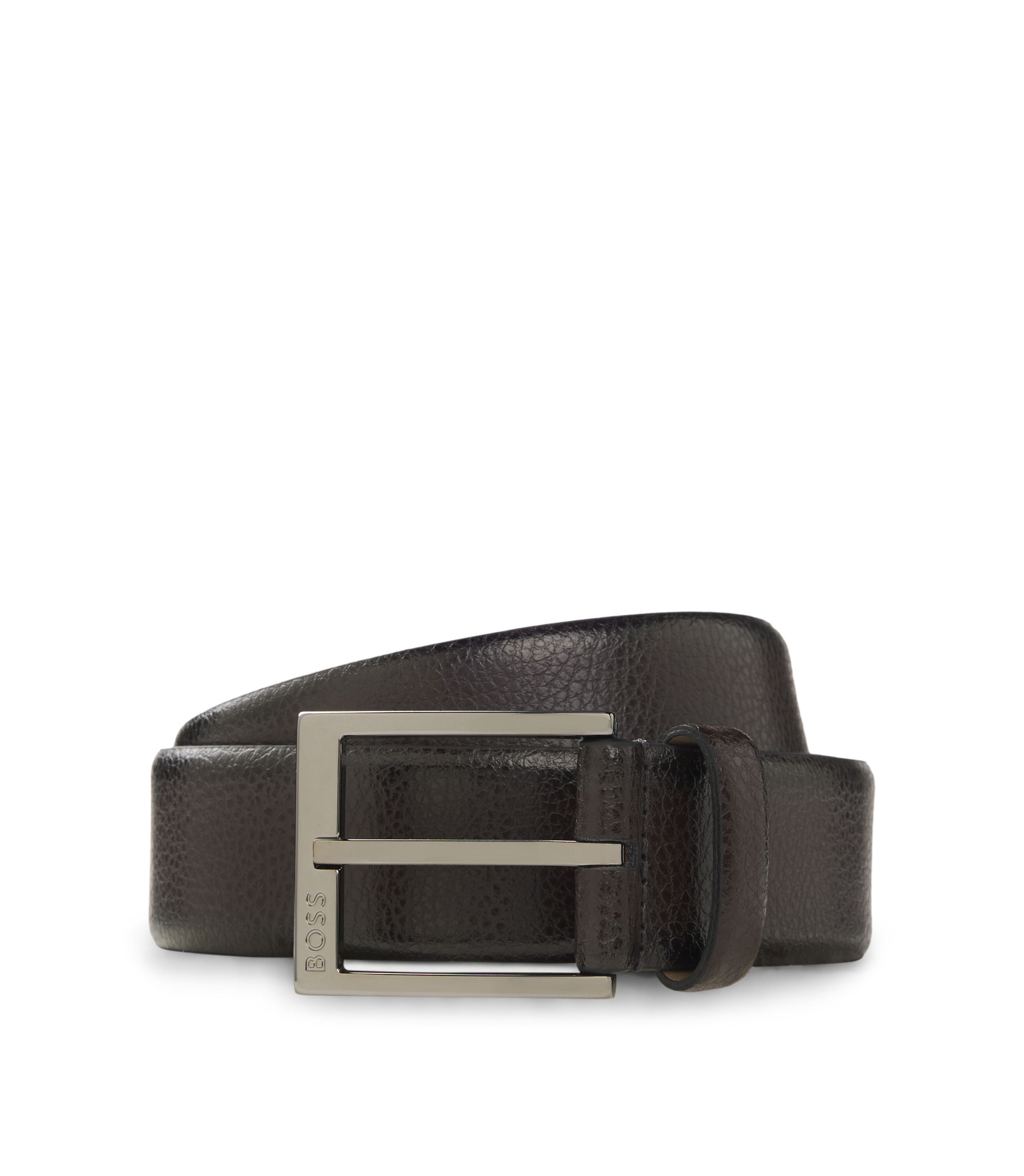Rare Vintage Hugo Boss Leather Belt • Handmade Italy • Germany Label • Brown 26 BOSS - Vegetable-tanned leather belt with gunmetal hardware  main image 4