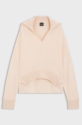 Relaxed-fit sweater in virgin wool and cashmere, light pink