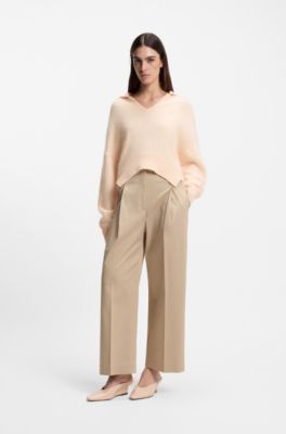 Relaxed-Fit Pullover aus Schurwolle mit Kaschmir, Hellrosa