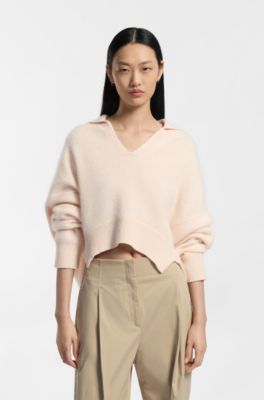 Relaxed-fit sweater in virgin wool and cashmere, light pink