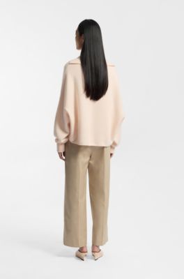 Relaxed-fit sweater in virgin wool and cashmere, light pink