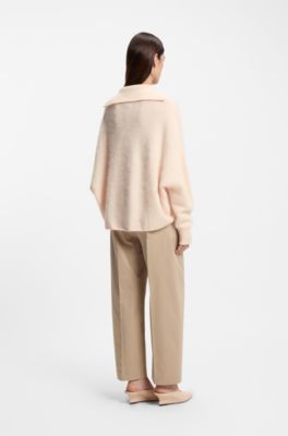 Relaxed-Fit Pullover aus Schurwolle mit Kaschmir, Hellrosa