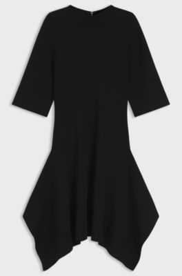 Knitted dress with shaped hemline, Black