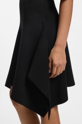 Knitted dress with shaped hemline, Black