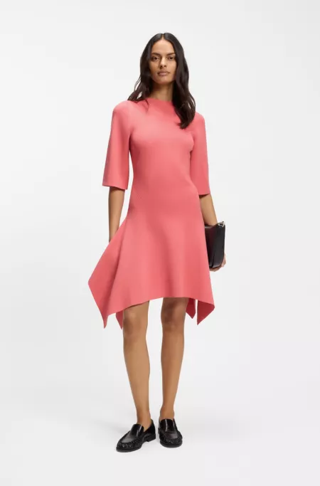 Knitted dress with shaped hemline
