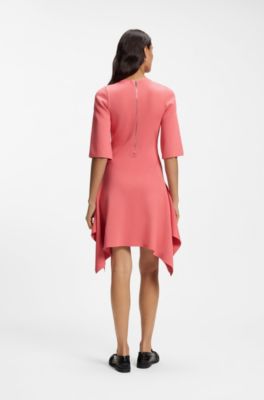 Knitted dress with shaped hemline, Light Red