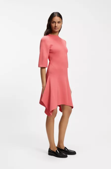 Knitted dress with shaped hemline