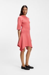 Knitted dress with shaped hemline, Light Red