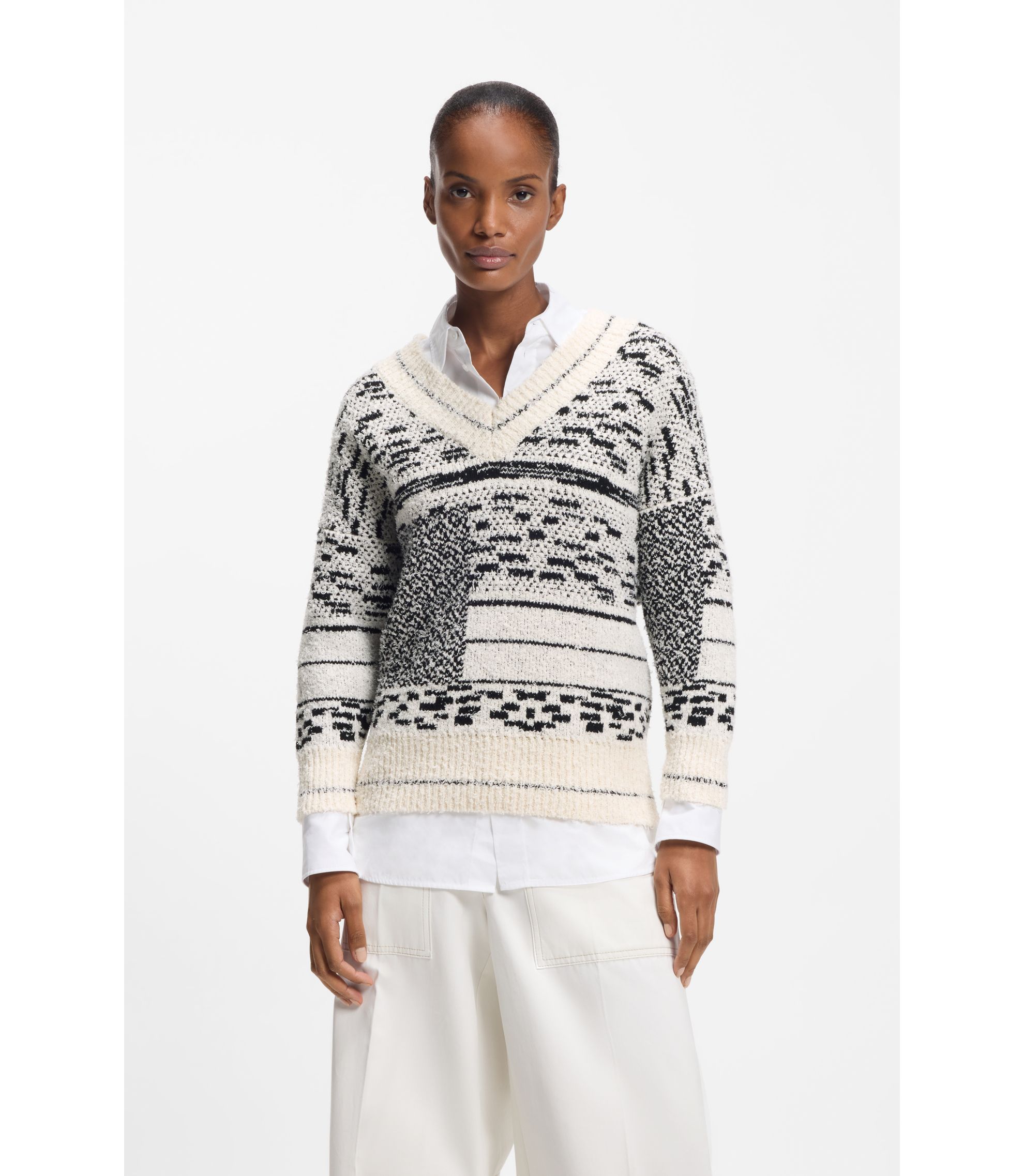 Pullover aus Baumwoll-Mix mit Jacquard-Muster