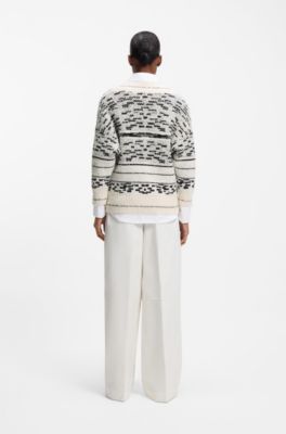 Pullover aus Baumwoll-Mix mit Jacquard-Muster, Wei&szlig; gemustert