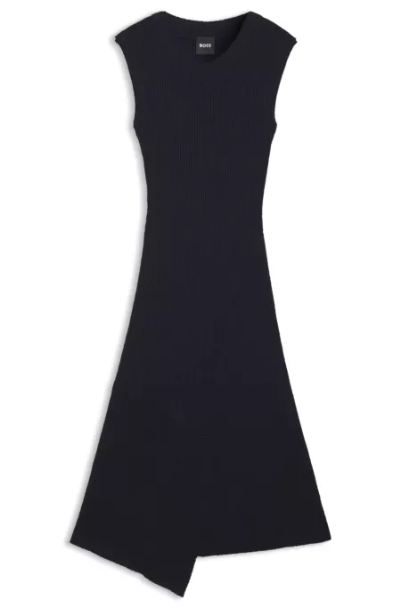 Slim-fit ribbed dress in bouclé yarn