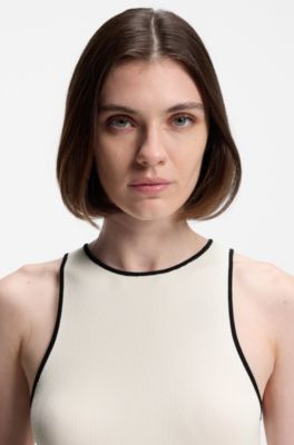 Knitted dress with two-tone pleated skirt, White / Black