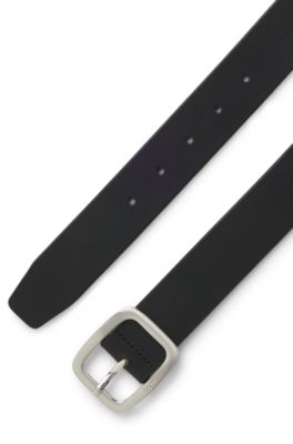 Italian-leather belt with pin buckle, Black