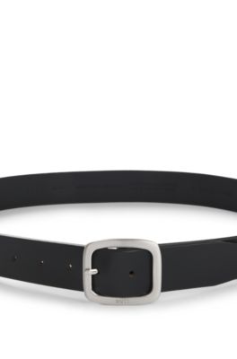 Italian-leather belt with pin buckle, Black