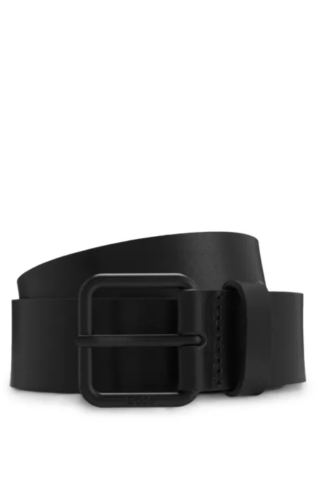 Italian-leather belt with tonal buckle