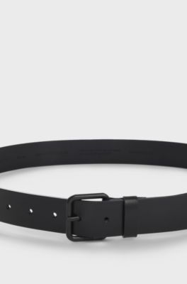 Italian-leather belt with tonal buckle, Black