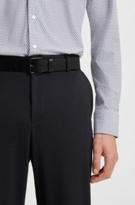 Italian-leather belt with tonal buckle, Black