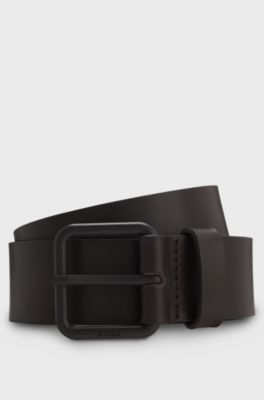 Italian-leather belt with tonal buckle, Dark Brown