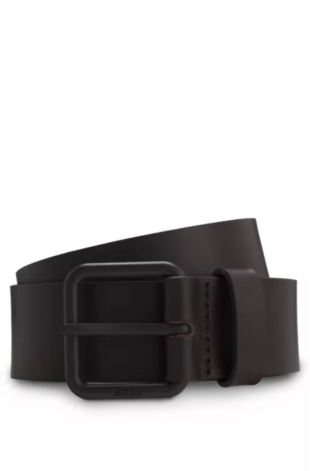 Italian-leather belt with tonal buckle