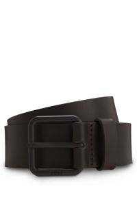 Italian-leather belt with tonal buckle, Dark Brown