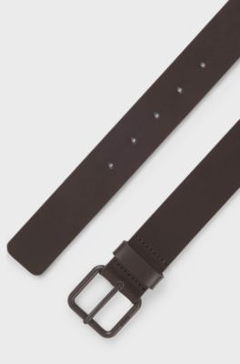 Italian-leather belt with tonal buckle, Dark Brown