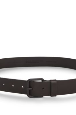 Italian-leather belt with tonal buckle, Dark Brown