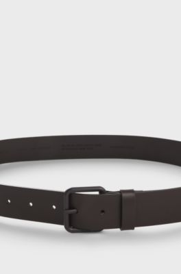 Italian-leather belt with tonal buckle, Dark Brown