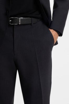 Italian-leather belt with logo keeper, Black