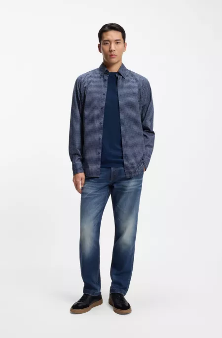 Tapered-fit jeans in used-effect comfort-stretch denim