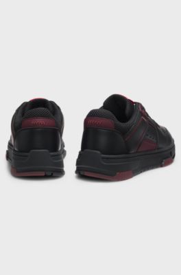 HUGO x RB-sneakers met logo, stiergraphic en perforaties, Zwart