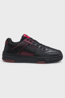HUGO x RB trainers with bull-graphic logo and perforations, Black