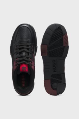HUGO x RB trainers with bull-graphic logo and perforations, Black