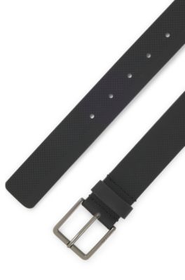 Italian-leather belt with perforated pattern, Black